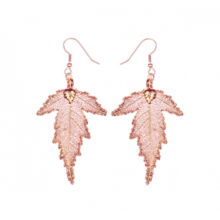 Серьги листья Ester Bijoux Шелковица LF57C-RG BR