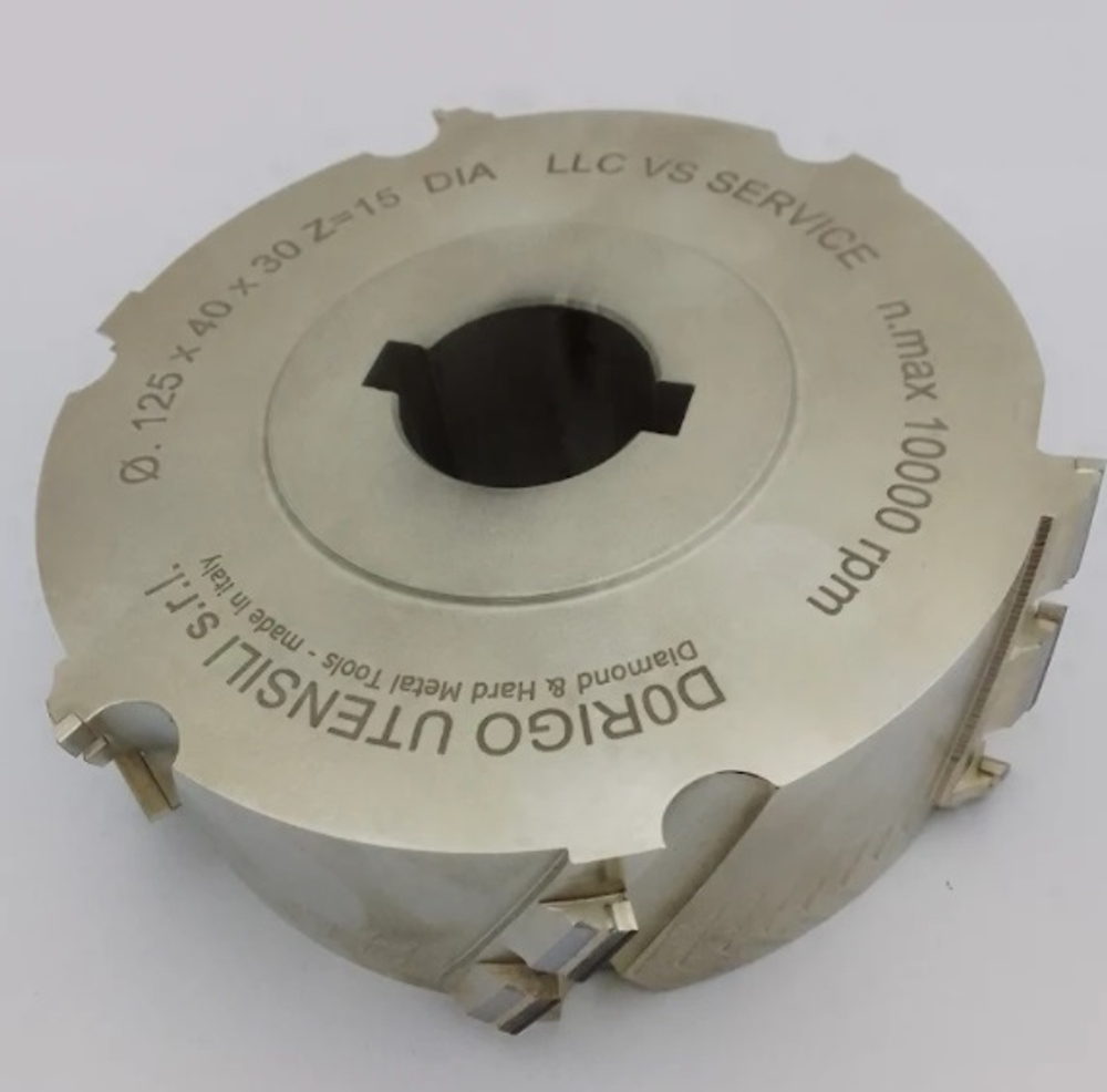 PCD фреза фуговальная D.125x40x30 +2CH 8x4 3+3 DIV.30°ASS. Z=15 DIA H3 LH
