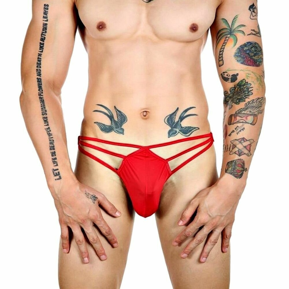 Красные сексуальные трусы-стринги на тонких бретелях (Размер: XL) (Цвет: красный)