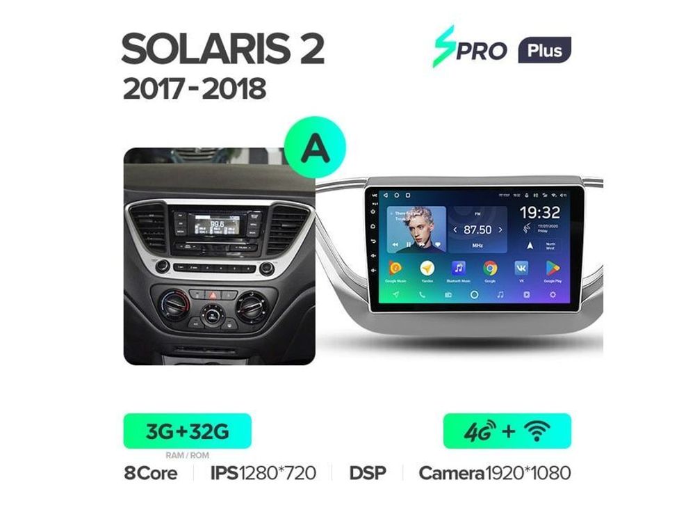 Магнитола Teyes SPRO Plus 3-32 Hyundai Solaris 2 2017 — 2018 9.0&quot; (A)