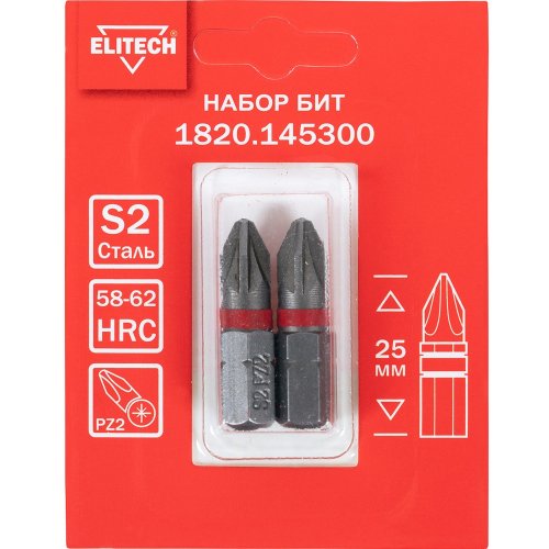 Набор бит ELITECH PZ2*25мм 2шт   1820.145300