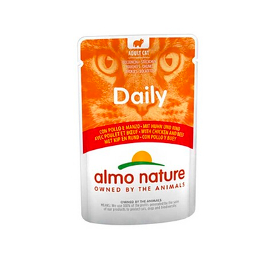 Almo Nature консервы для кошек "Daily" с курицей и говядиной 70 г пакетик