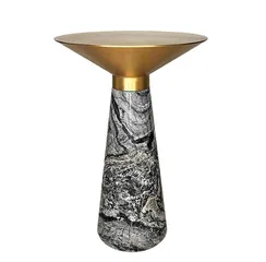 Журнальный столик Iris, Ø45х60 см, мрамор, латунь