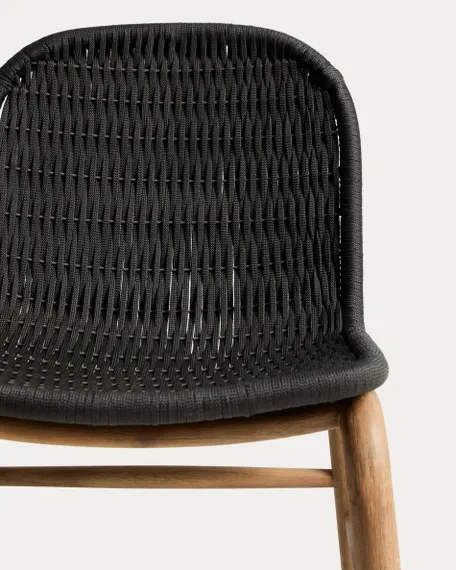 Уличный стул Alipa из массива акации и веревки темно-серого цвета