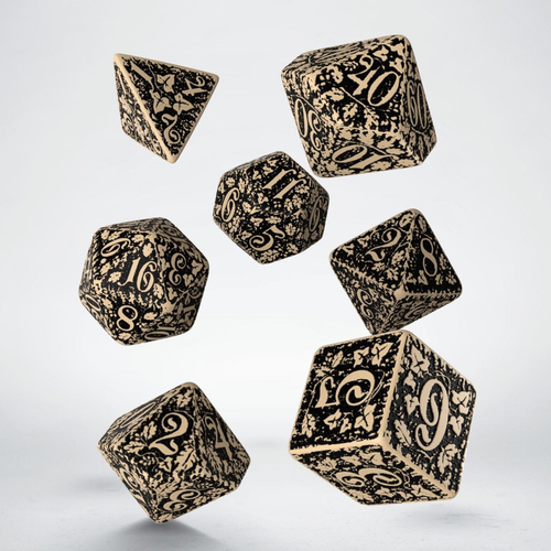 Forest 3D Beige & black (Savannah) Dice Set (7)