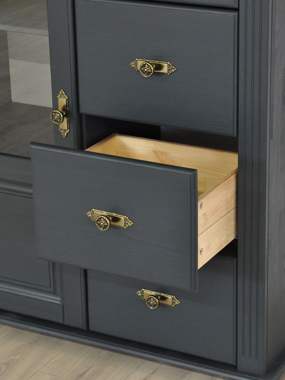 Комод для одежды, 128х42х125, Susanna, в спальню, в гостиную, серый, Dipriz