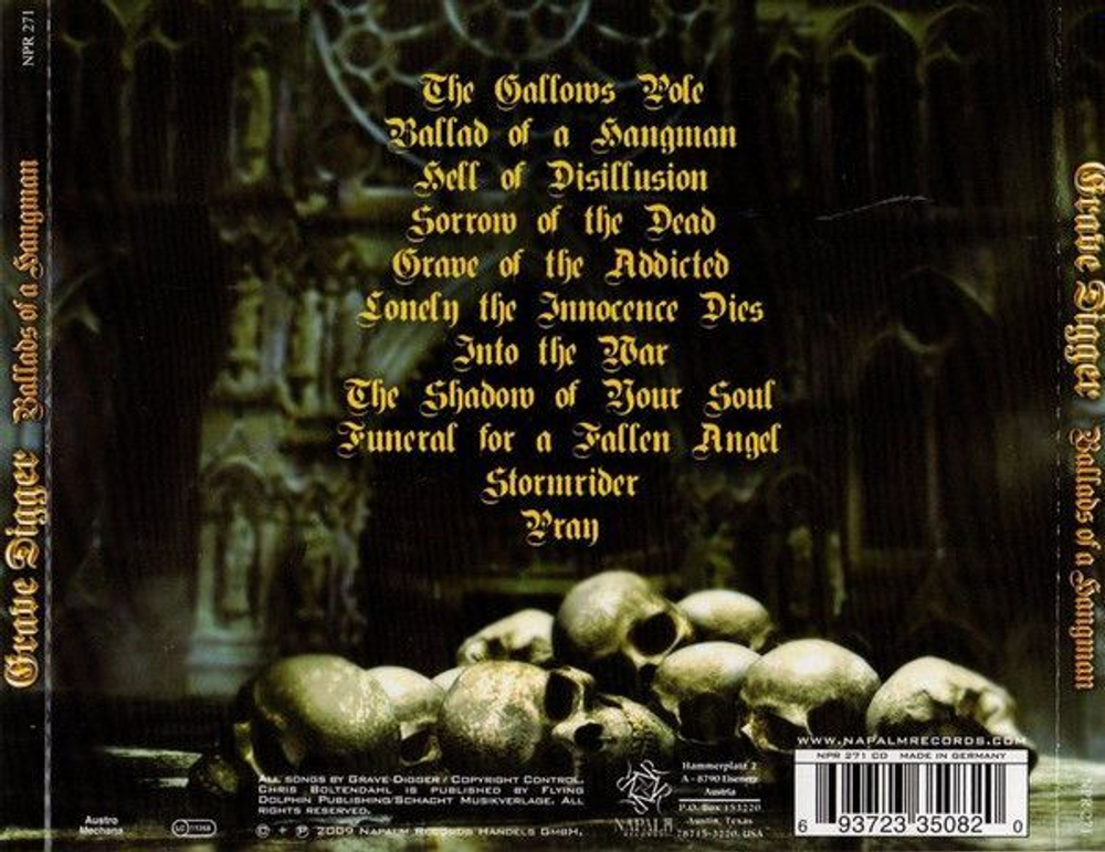 GRAVE DIGGER - Ballads of a Hangman, музыкальный компакт диск, Napalm Records