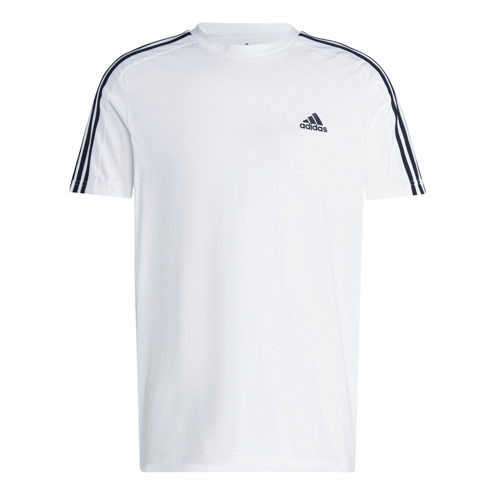 Мужское теннисное поло adidas Essentials Single Jersey 3-Stripes T-Shirt Men - White, Black