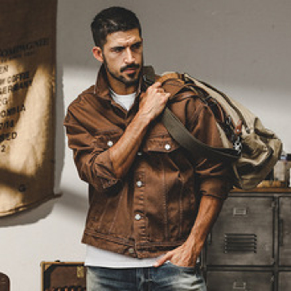 Джинсовая мужская куртка из классической винтажной ткани,сезон весна-осень