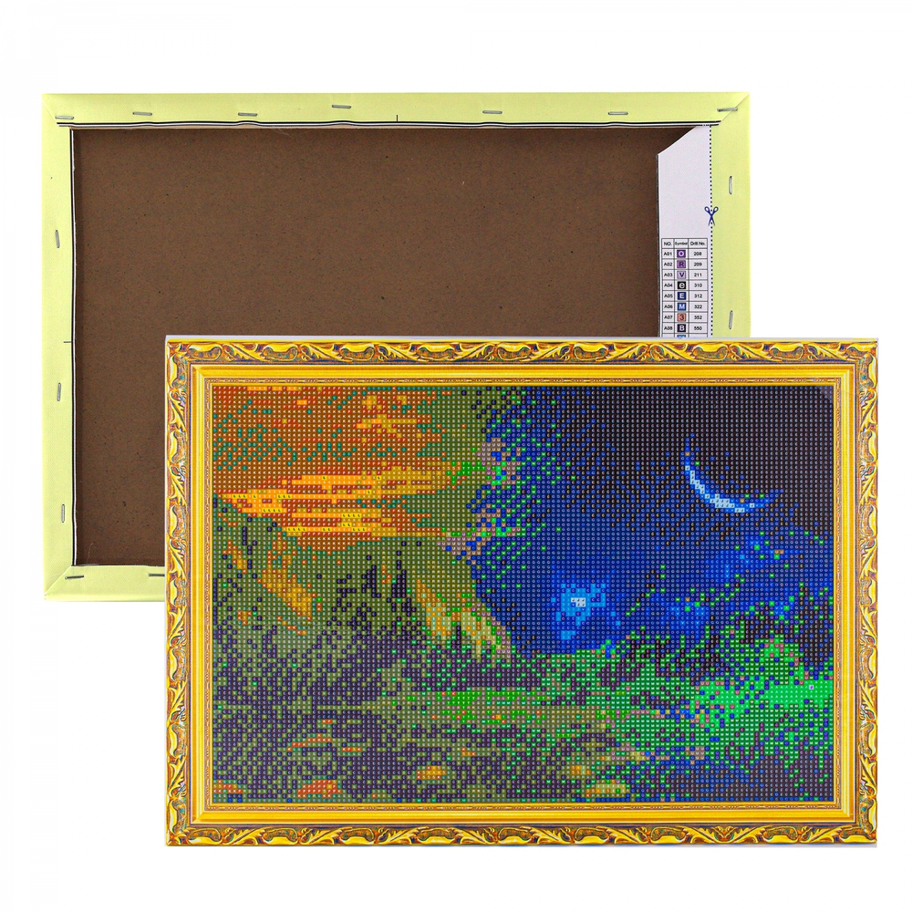 Алмазная мозаика Alingar, на подрамнике, с полным заполнением, (глянц) дизайн рамка, 30х40 см, 20 цветов, "Закат и ночь"