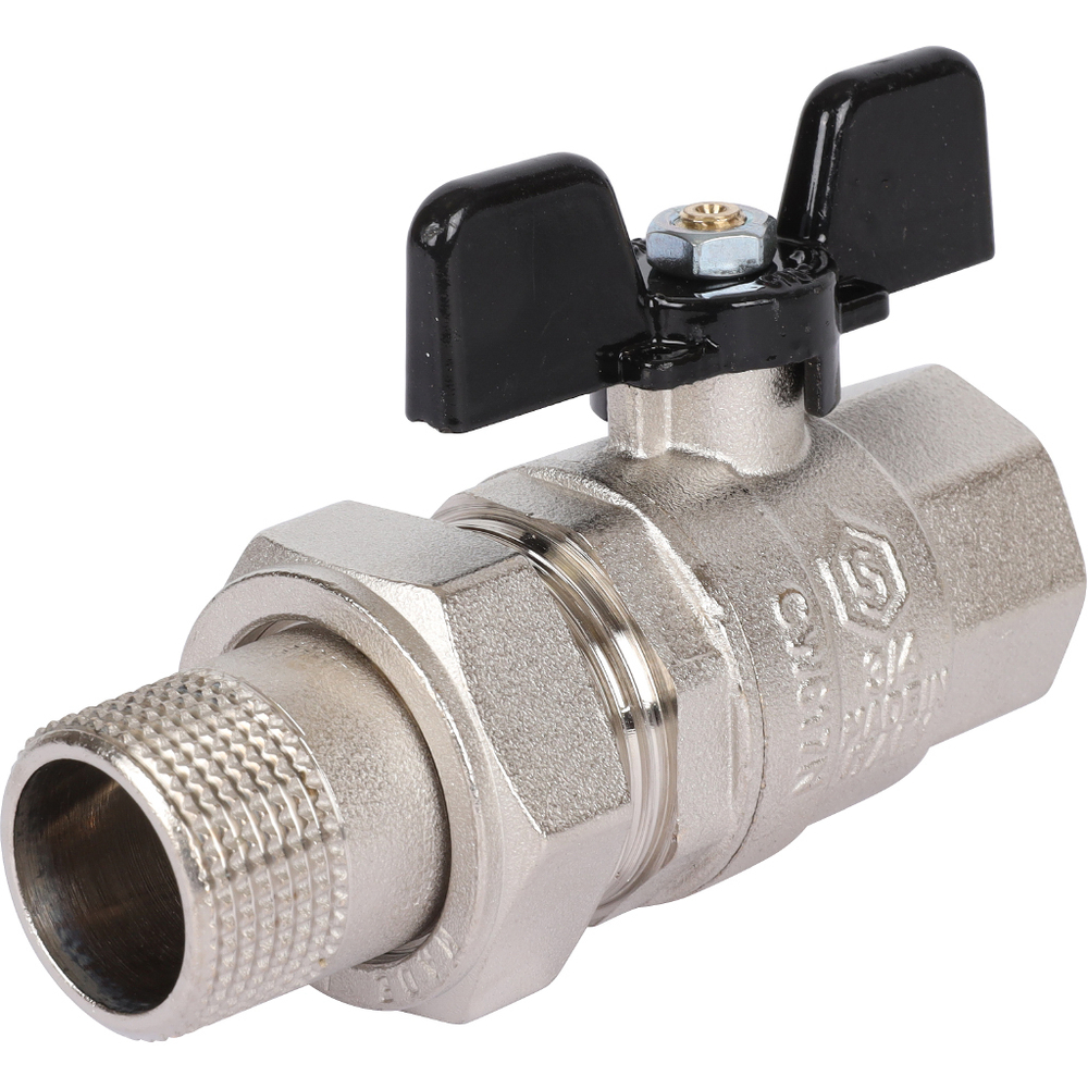 Кран шаровой STOUT полнопроходной 3/4" с американкой (бабочка)