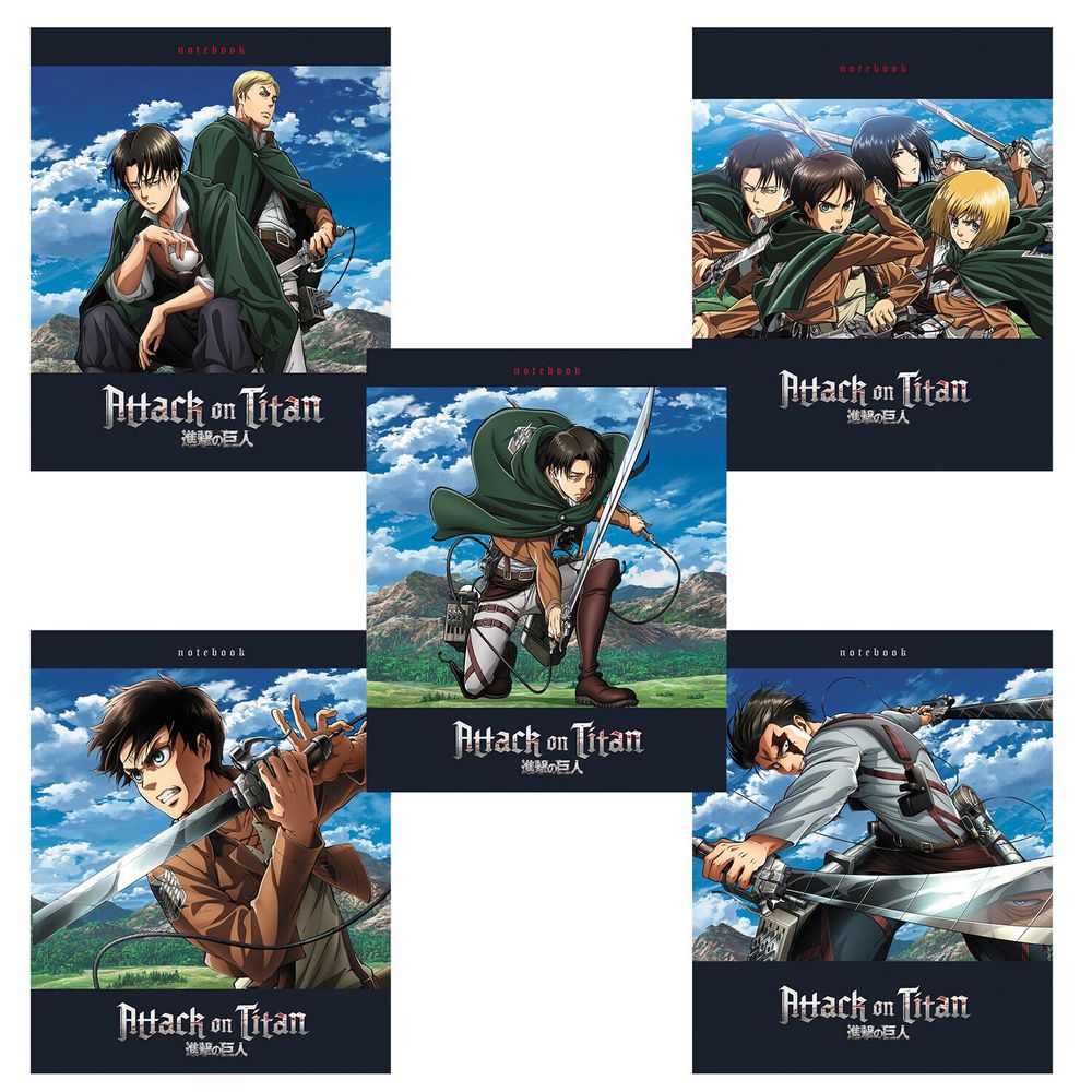 Тетрадь А5 48л. HATBER скоба, клетка, обложка картон, Атака Титанов 3, 48Т5В1, 5шт