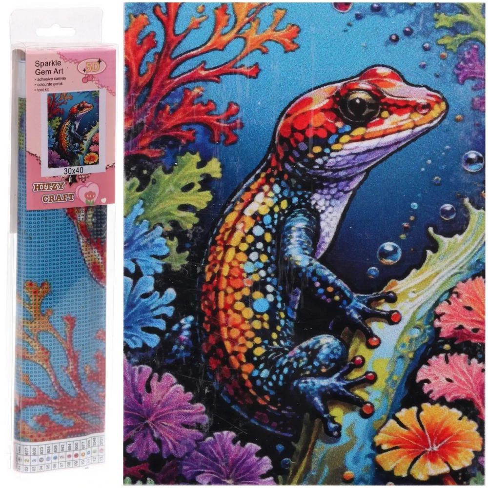 Алмазная мозаика в рулоне 30*40см полная выкладка «DIAMOND», Игуана