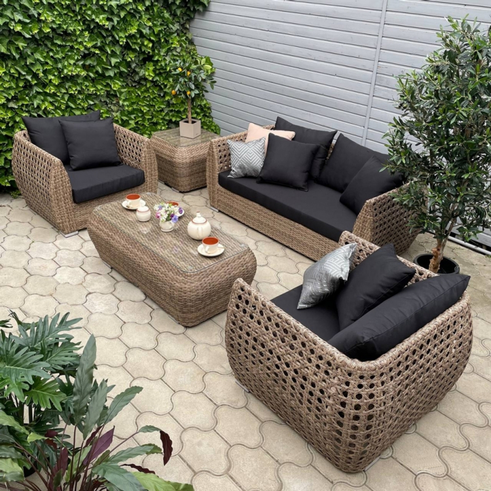 Комплект плетеной мебели Tagliamento Bounty, песочный, черный