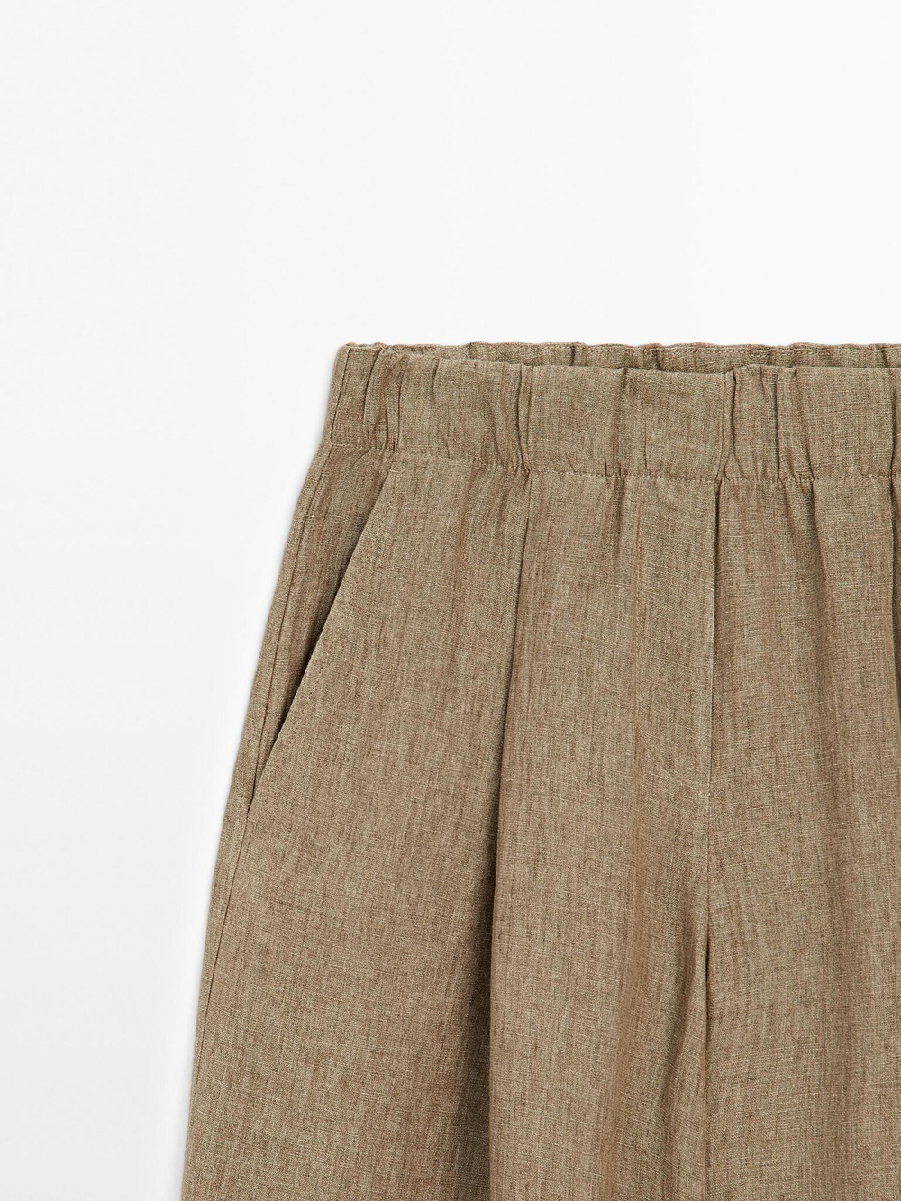 Massimo Dutti Струящиеся брюки из 100% льна, бежевый