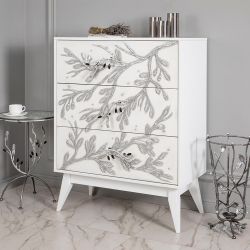 Комод Oliva Branch (Олива Бранч) с 3 ящиками Айс Античное серебро