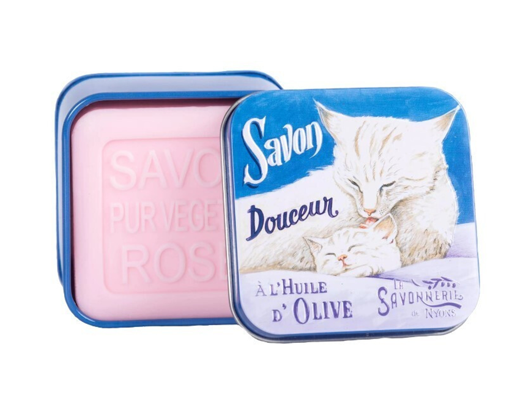 Мыло с розой в металлической коробке, 100 гр.