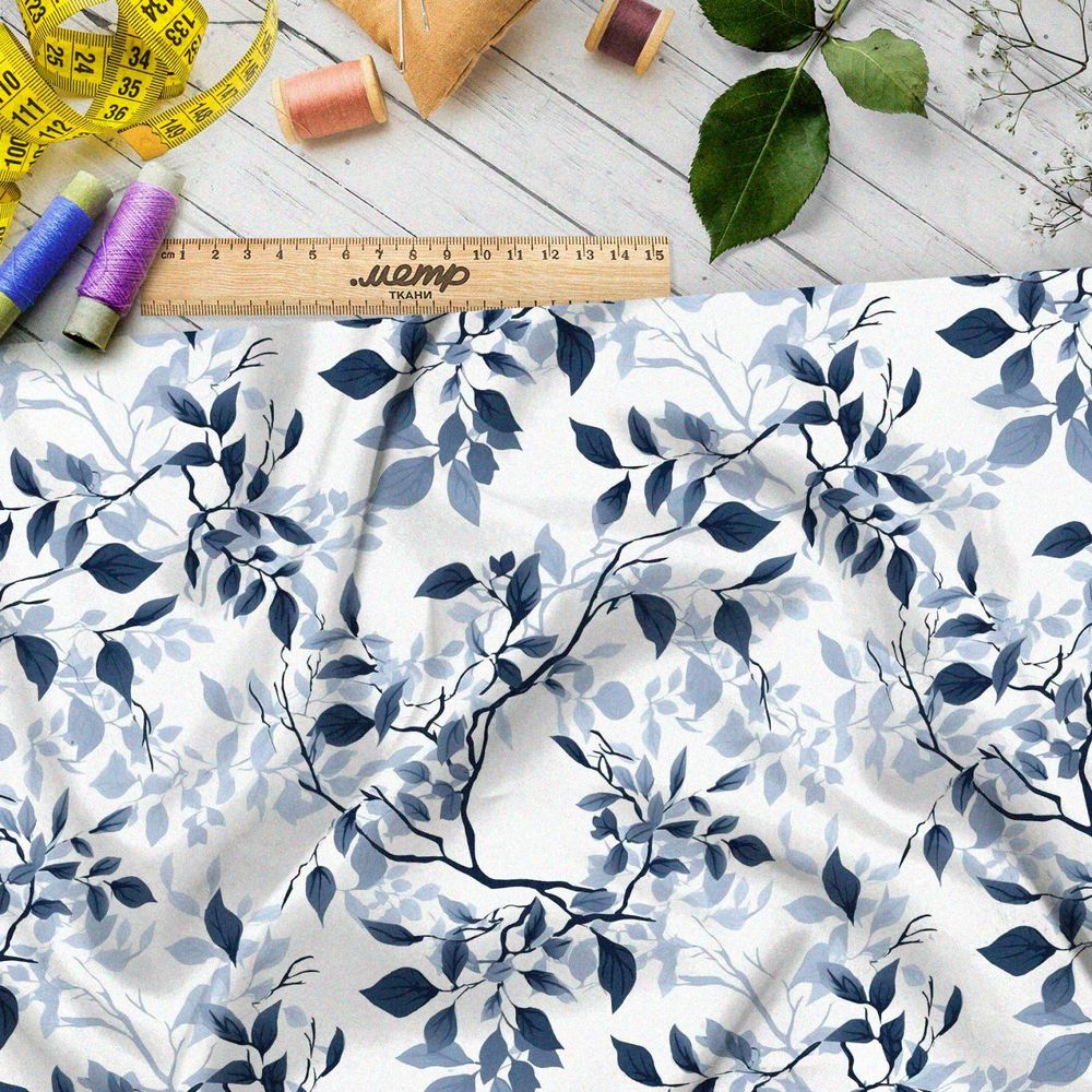 Ткань премиум Оксфорд 600D ветки в тумане