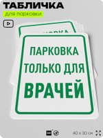 Табличка для парковки "Парковка только для врачей", для дома, офиса, организаций, 40х30 см, Silver Plane x Айдентика Технолоджи