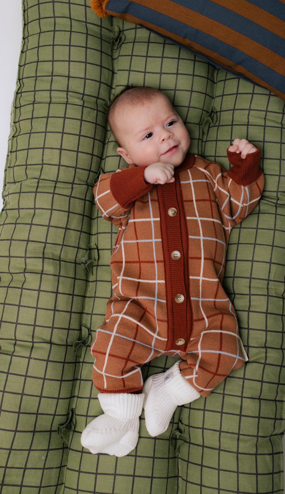 Комбинезон вязаный (клетка терракот)