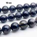 Иолит бусины (кордиерит), диаметр около 9,8-10,1 мм, цена за 9 шт (1/4 нити)