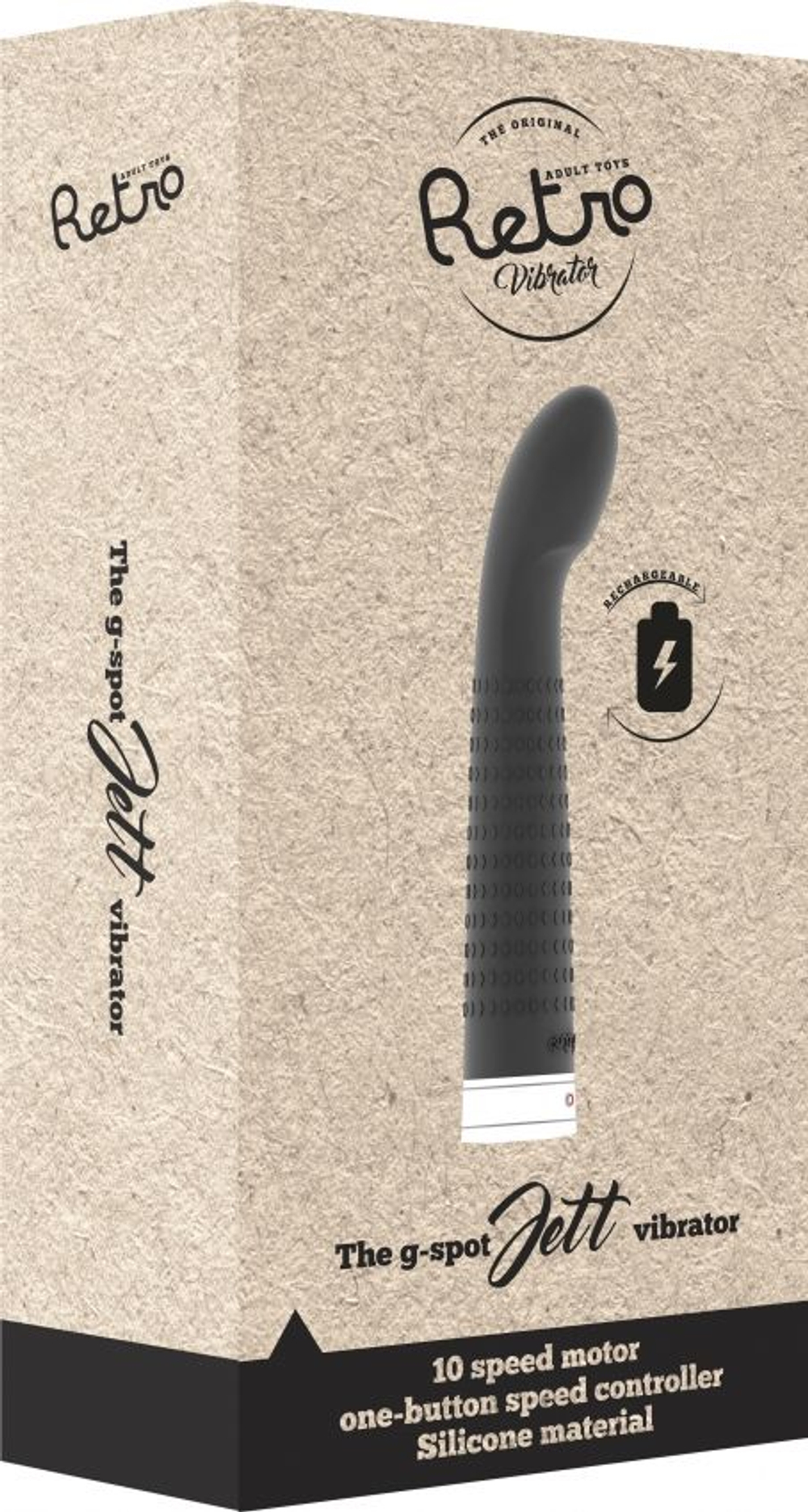 Чёрный вибратор с загнутым кончиком Jet - 16,9 см. (Цвет: черный)