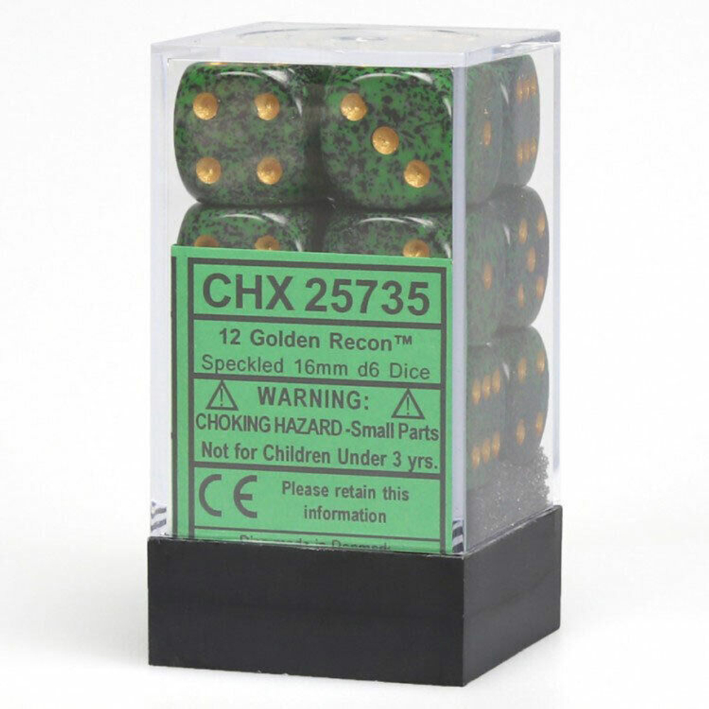 Chessex 12-D6 set (16mm) - Speckled Golden Recon