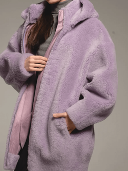 Шуба чебурашка из шерсти, лавандовая, Severina