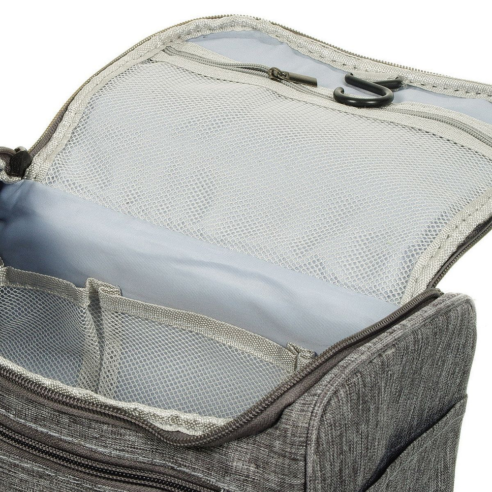 Косметичка дорожная 23*17,5*12,5см Меланж, застежка молния, серый Y9-169 I.K