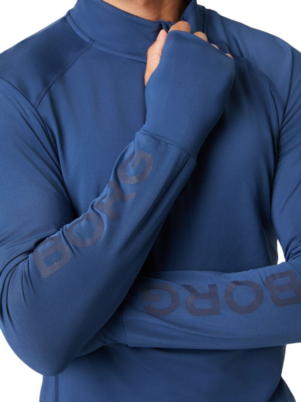 Мужская теннисная футболка с длинным рукавом Björn Borg Midlayer Half - sargasso sea