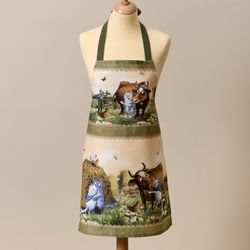 ФАРТУК "СИНИЕ КОТЫ. ПРО ЛЮБОВЬ", 100% ХЛОПОК,ТВИЛ, БЕЖ