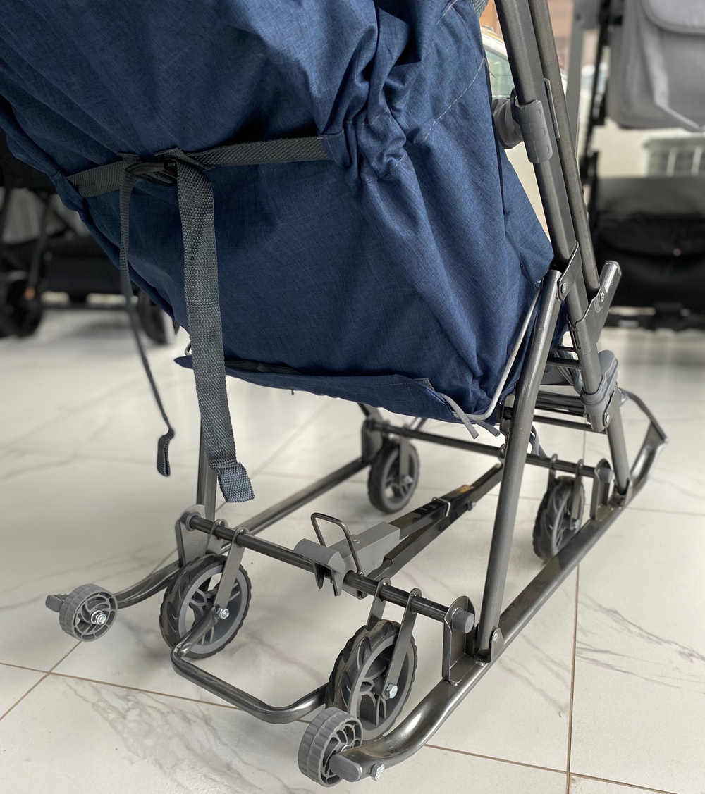 Санки - коляска Galaxy kids 3-3С синий джинс арт. GK-3-3ССИД