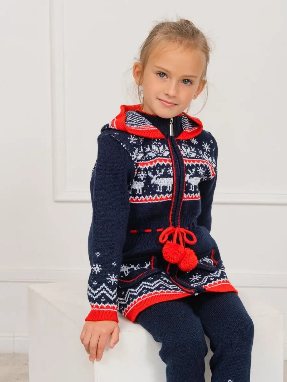 Кардиган вязаный на молнии для девочки