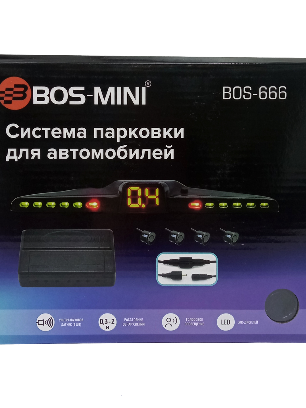 Датчик парковки-4шт/22мм. "Парковочная система авто" Bos-Mini BOS-666