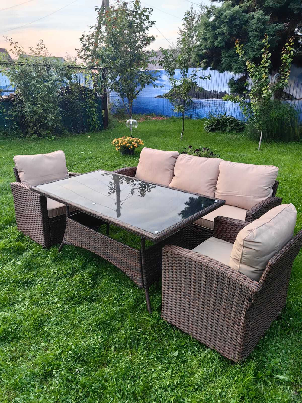 Комплект мебели из искусственного ротанга Сантьяго с столом Пегас Шоколад