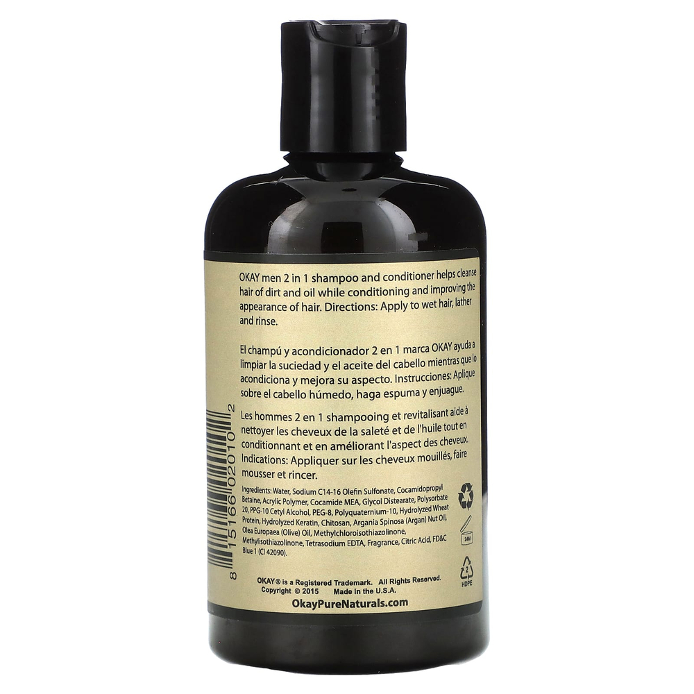 Okay Pure Naturals, Профессиональный шампунь и кондиционер 2 в 1 для мужчин, 237 мл (8 унций)