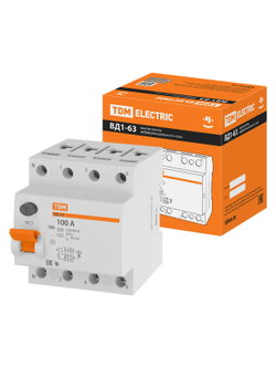 Устройство защитного отключения ВД1-63 4Р 100А 100мА TDM