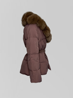 Куртка 8220 удлиненная однотонная с мехом и резинкой на поясе