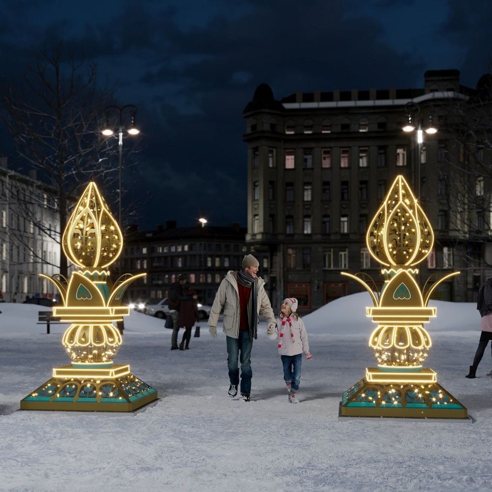 световая инсталляция Бутоны