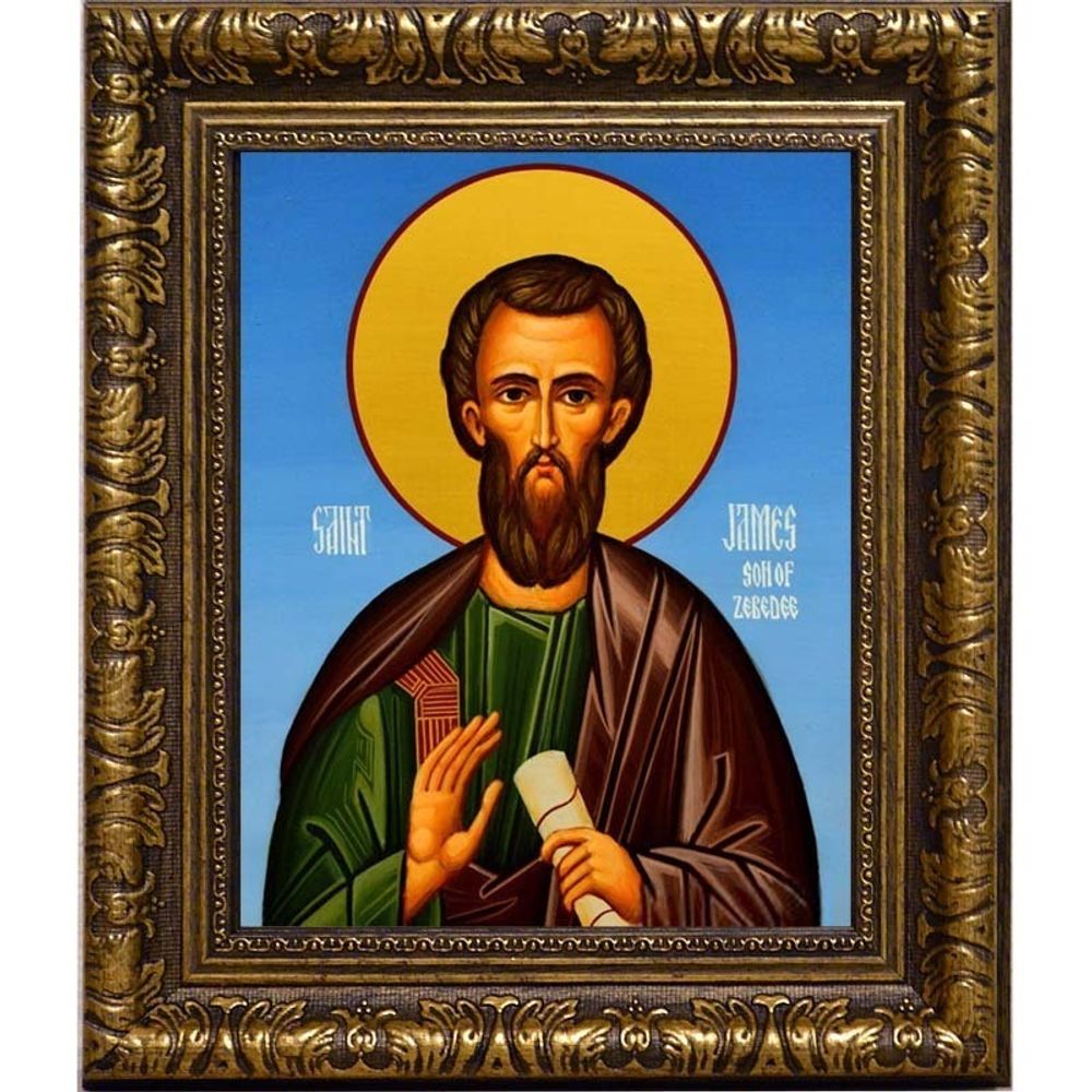 Иаков Зеведеев апостол, брат Иоанна Богослова. Икона на холсте.