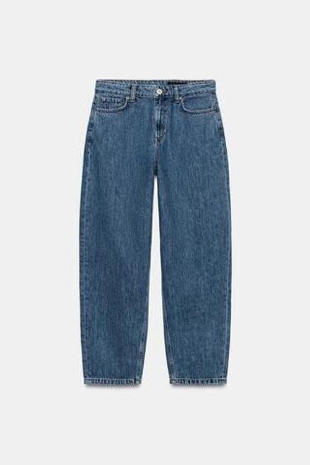 ZARA ЗАУЖЕННЫЕ ДЖИНСЫ СО СРЕДНЕЙ ПОСАДКОЙ — ZW COLLECTION, СИНИЙ