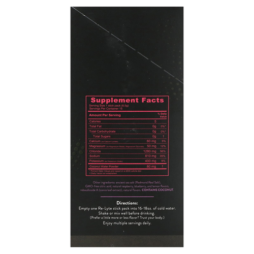 Redmond, Re-Lyte, смесь электролитов, ягодное ассорти, 15 пакетиков по 6,5 г (0,23 унции)