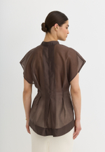 Блуза со складками, шоколадная