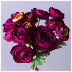 БУКЕТ ИСКУССТВЕННЫХ ЦВЕТОВ "РАНУНКУЛЮС" ВЫСОТА= 28СМ (МАЛ=12ШТ./КОР=72ШТ.)
