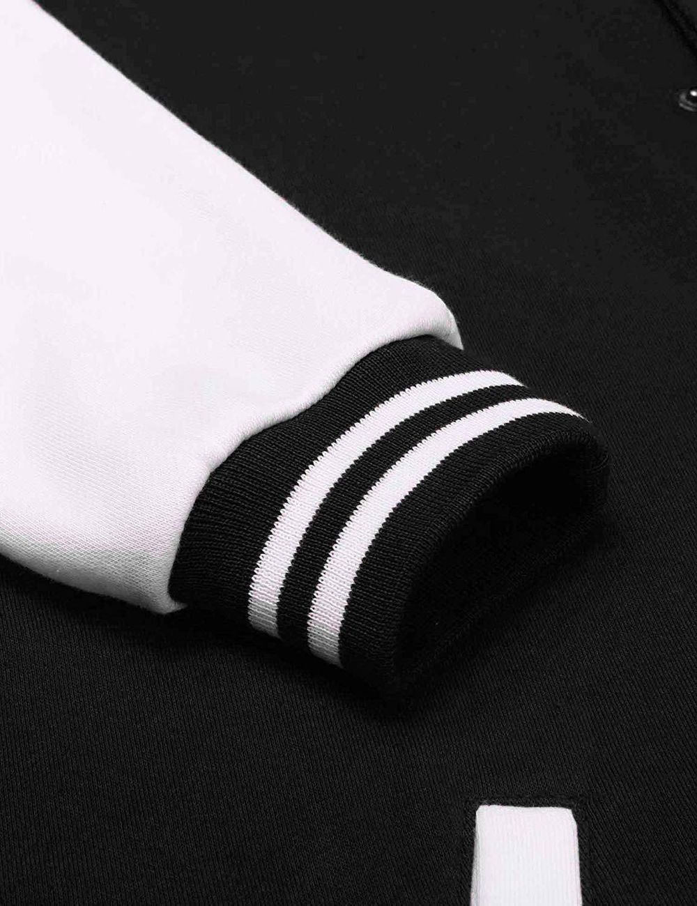 Бомбер черный с белым рукав фото