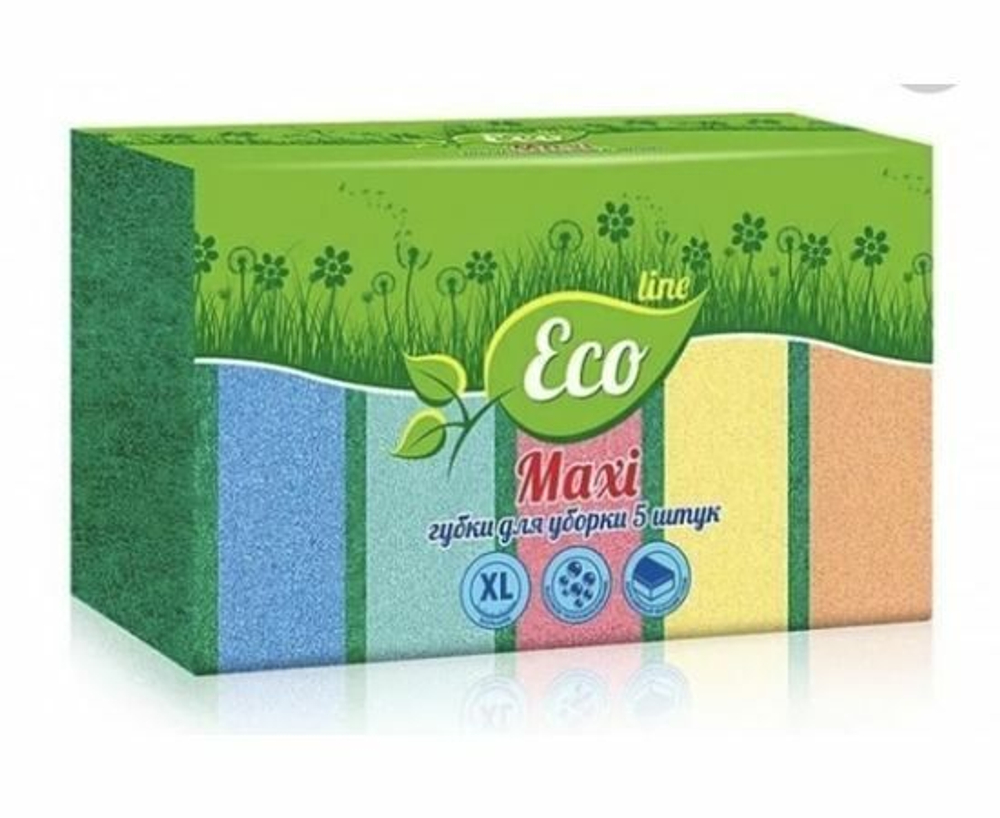 Губки для посуды РУСАЛОЧКА ECO LINE Макси 5 шт.