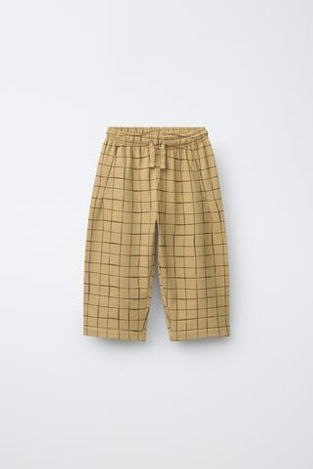 ZARA БРЮКИ В КЛЕТКУ, ПЕСОЧНЫЙ