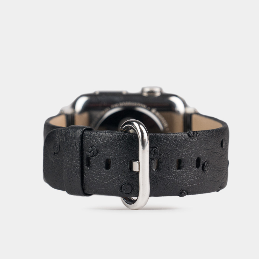 Ремешок для Apple Watch 42/44mm Classic из кожи страуса черного цвета