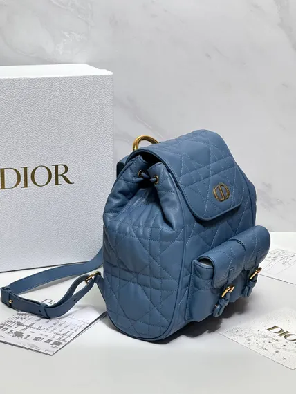 Рюкзак Dior Caro синий, модель среднего формата