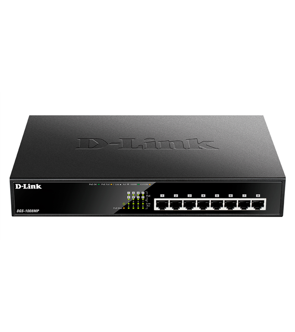 D-Link Unmanaged Switch 8x1000Base-T PoE, PoE Budget 125W, metal case